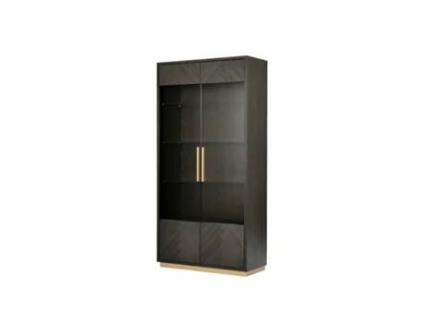 Vitrine FURNLUX PREMIUM Seville Preto Madeira Sólida 100X41X200 Cm