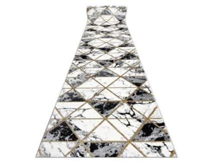 Passadeira DYWANY LUSZCZOW Emerald Exclusivo Glamour Mármore Triângulos Poliéster Preto (100x320cm)