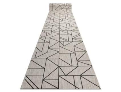 Passadeira DYWANY LUSZCZOW Sizal Floorlux Modelo Triângulos Geométrico Polipropileno Bege (120x860cm)