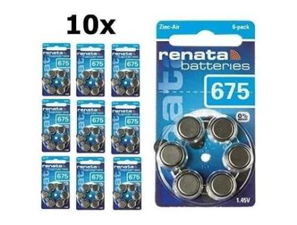Baterias para Aparelho Auditivo RENATA Za 675 650 Mah 1 4 V Pacote com 60