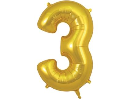 Balão Número 3 de 86cm Dourado