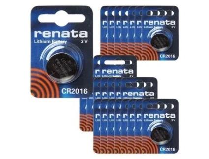 RENATA Cr2016 Celular Botão Moeda Bateria de Lítio 3V Tag Relógio Chave Total 25