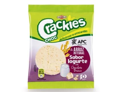 Crackies de Arroz Integral Sabor Iogurte e Chocolate Branco Sem Glúten CAÇAROLA