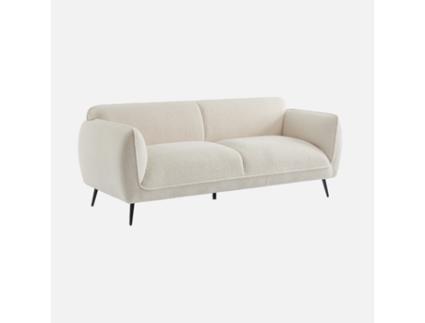 Sofá de 3 Lugares em Tecido Boucle Creme com Pernas Metálicas Creme SWEEEK
