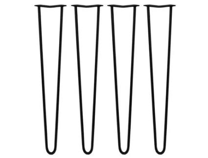 Pernas Skiski 4 Pernas de Mesa em Gancho de Cabelo 71 Cm 2 Hastes de Aço Pretas Espessura 12 Mm