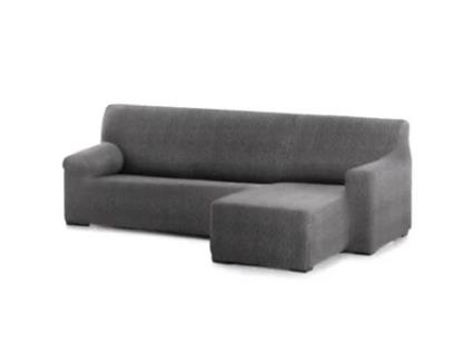Capa Bi-Elástica para Sofá Adaptável Roc Chaise Longue Braço Curto Direito 250-360 Cm Cinzento Escuro VIPALIA