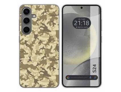 Capa de Silicone para Samsung Galaxy S24 5G Design Desenhos de Camuflagem de Areia TUMUNDOSMARTPHONE