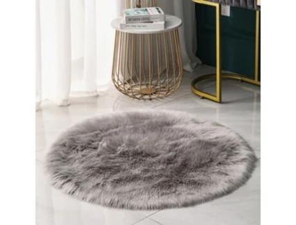 Tapete S de Pele Sintética para Áreas Desgrenhadas para Quarto e Sala de Estar-Cinza-300Cm LUUCOZK