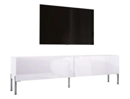 Móvel de Tv em Branco Mate / Branco Brilhante com Pés Retos Cromados D: L: 170 Cm A: 52 Cm D: 32 Cm 3XELIVING