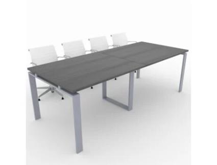 Mesa de Reunião de Casa e de Escritório Estrutura Metálica Cinzento Prateado Tampo em Melamina Cor Carvalho Ébano 240X100 Fabricada em Espanha OFICIT