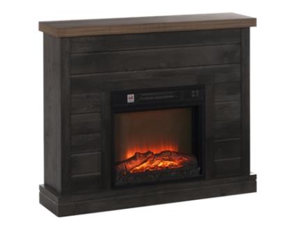 Lareira Elétrica Melamina de Madeira HOMCOM  Metal e Vidro Temperado cor Cinza 96 5x22x81 7 cm