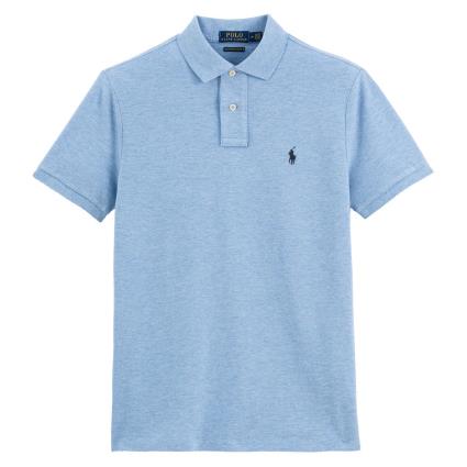 Polo direito, custom fit, em malha piqué