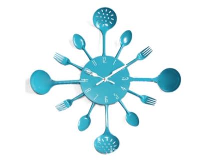 Relógio de Parede MISHA DIY Utensílios de Cozinha (Azul)