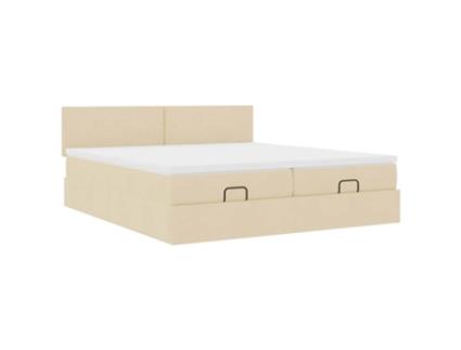 Estrutura da cama otomana VIDAXL Creme Tecido (160x200 cm)