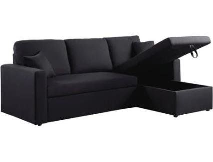 Sofá HABITAT ET JARDIN Alain  (221 x 145 x 85 cm - Preto - Linho - Lugares: 3)