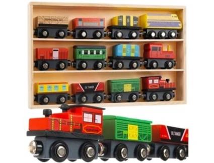 Wooden Railway 12 Pieces. KRUZZEL 23522