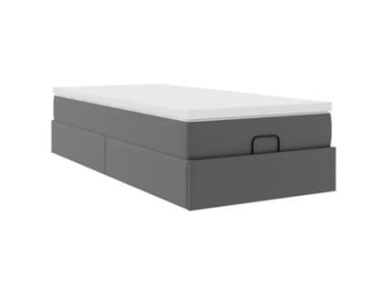 Estrutura da cama otomana VIDAXL Cinzeto Couro Artificial (90x200 cm)