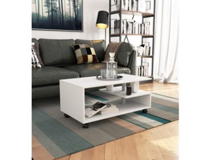Mesa de centro com rodas AKORD VINI Branco 90 cm Cor branco fosco 90x51x40 cm AKORD FURNITURE FACTORY