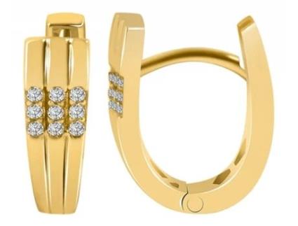 Joalharia Ouro 8K Brincos de Argola Dobráveis em Ouro Leevi Cravejado de Zircônias