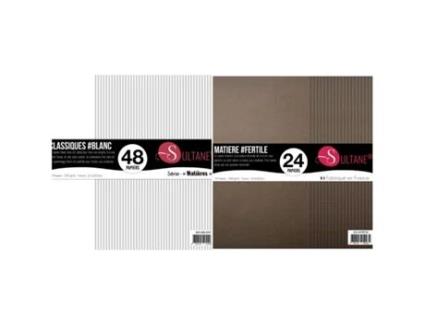 72 Papéis de Scrapbook Branco + Marrom 300G/M² Sultane