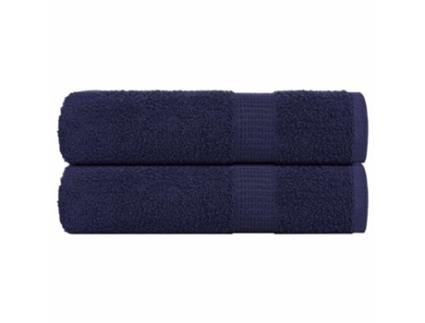 Conjunto 2 Toalha de mãos VIDAXL Azul Algodão