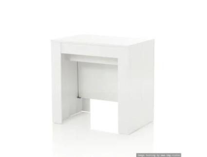 Consola Extensível GLAM Branco Brilhante Melamina 78X78 5 Cm 4 Extensões