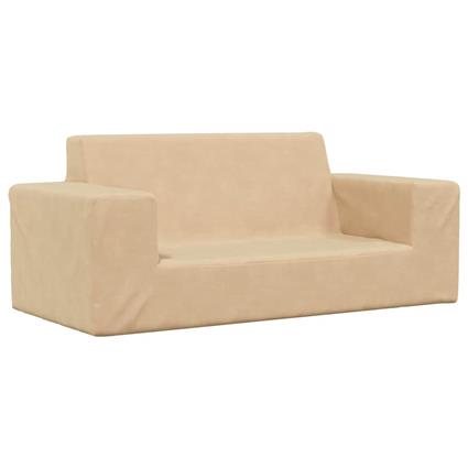 vidaXL Sofá infantil de 2 lugares pelúcia cor creme