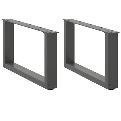 vidaXL Pernas mesa centro 2 pcs forma de U 60x(30-31) cm aço antracite