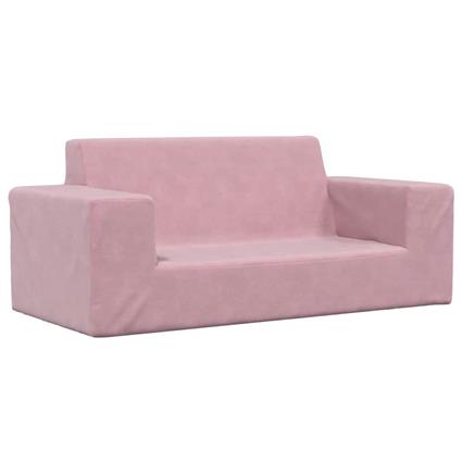 vidaXL Sofá infantil de 2 lugares pelúcia rosa