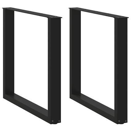 vidaXL Pernas mesa centro 2 pcs em forma de U preto 80x(72-73) cm aço