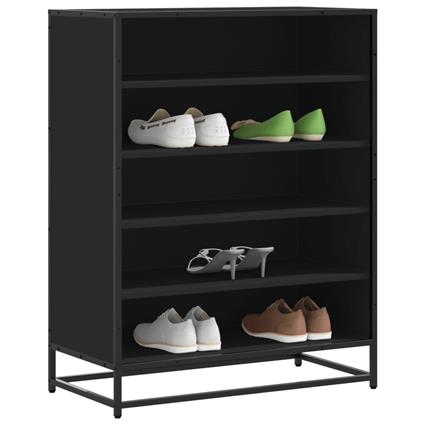 vidaXL Sapateira 75x38x97,5 cm derivados de madeira/metal preto