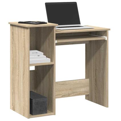 vidaXL Secretária c/ prateleiras 84x40x78 cm contraplac. cor carvalho