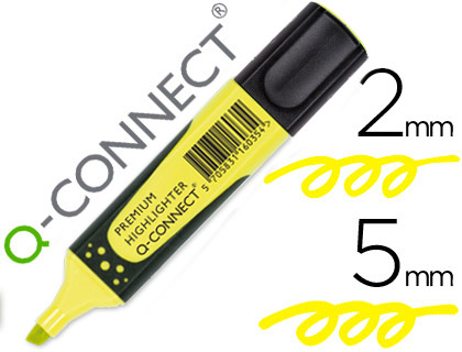 Marcador Fluorescente Q-Connect Amarelo Premium Ponta Biselada c/ Pega de Borracha