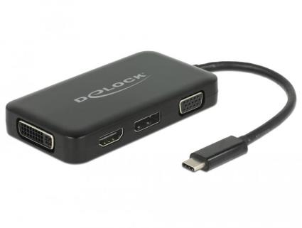 Hub USB C - DVI / HDMI / Displayport / VGA (Preto) - 