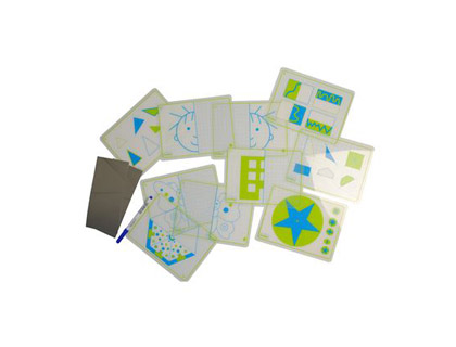 Jogo Fichas  Transparentes + Espelhos Simetrias e Formas 21X15 cm Set 10 Cartoes + 2 Espelhos