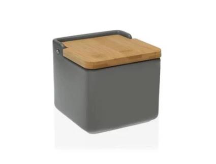 Saleiro com Tampa Bambu Cerâmica (8,1 x 12,2 x 12,3 cm)