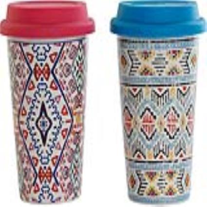 Caneca  Multicolor Étnico Silicone Porcelana (400 ml) (2 pcs)