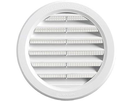Grelha Redonda Embutida com Mosquiteiro D.100 Branco-Pass Air 70Cm2 LA VENTILAZIONE