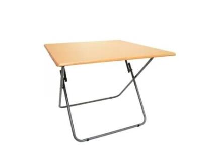 Mesa quadrada portátil dobrável para camping, terraço, jardim, mesa de metal e madeira, 60 x 60 x 70 cm.