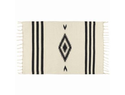 Tapete Algodão 60X90Cm Branco e Preto Kilim IMP-BL