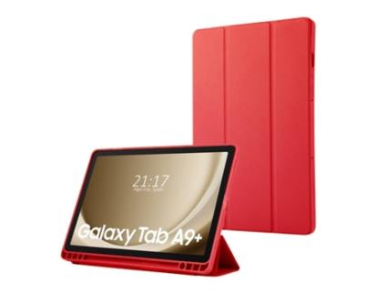 Capa TUMUNDOSMARTPHONE Flip Inteligente para Samsung Galaxy Tab A9+ Plus Cor Vermelha