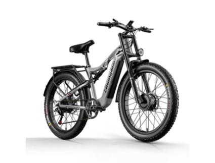Bicicleta elétrica SHENGMILO S600 para adultos 2000W motor duplo 17,5Ah bateria de lítio removível faixa de 45 km/h 60 km cinzento fosco