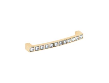 Puxador para Móveis Liga de Zinco/Cristais. Estilo Luxo. Distância Central 128. Banhado a Ouro HARDWAREXCHANGE