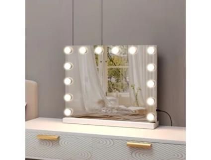 Espelho De Maquilhagem Hollywood Com Luzes 14 Led Mesa-Parede 50 X 40 Cm VANITII