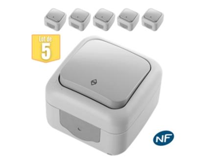 Lote de 5 Interruptores de Vai e Vem À Prova D'Água Ip54 VIKO BY PANASONIC Cinza Nf