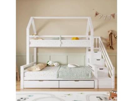 Beliche Escada UYTIE HOME Madeira de Pinho MDF Branco (215x90X200CM)