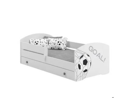 Cama Infantil com Colchão Luk Gaveta Barreira KOBI Branco (140x70cm)