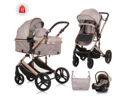Carrinho de Bebê Trio Conversível Amore Até 22 kg Macadamia CHIPOLINO