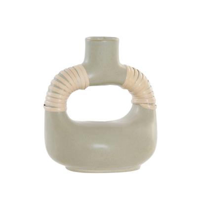 Vaso  Verde Porcelana Moderno (14 x 10.5 x 16 cm)