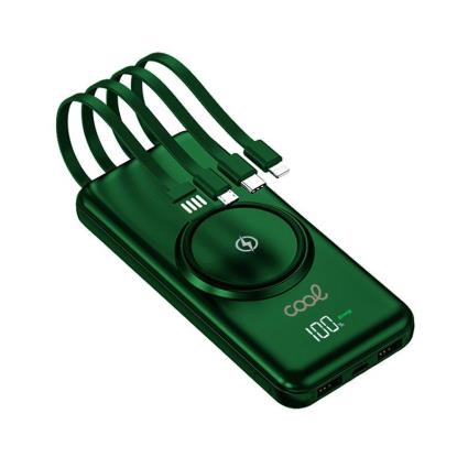 Batería Externa Universal Power Bank 10.000 mAh + Qi Carga Inalámbrica (4 conexiones) Verde